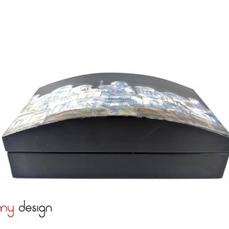  Black curved box with pearl old quarter shape 14*24cm